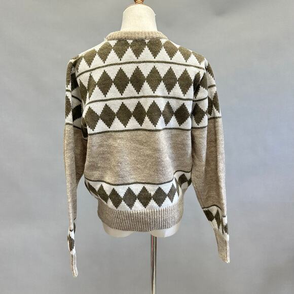 Vintage 70s Ambassador brown diamond argyle sweater size XL - Picture 8 of 13